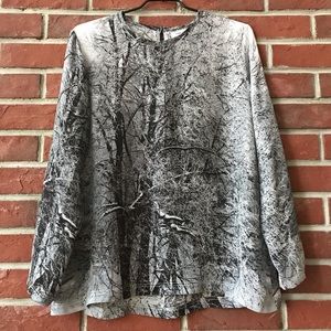 CHILLNORWAY SILK GRAPHIC BLOUSE TOP SIZE L